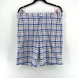 Nike Golf Dri-FIT Shorts Men's Size 34 Plaid Purple‎ Blue White
